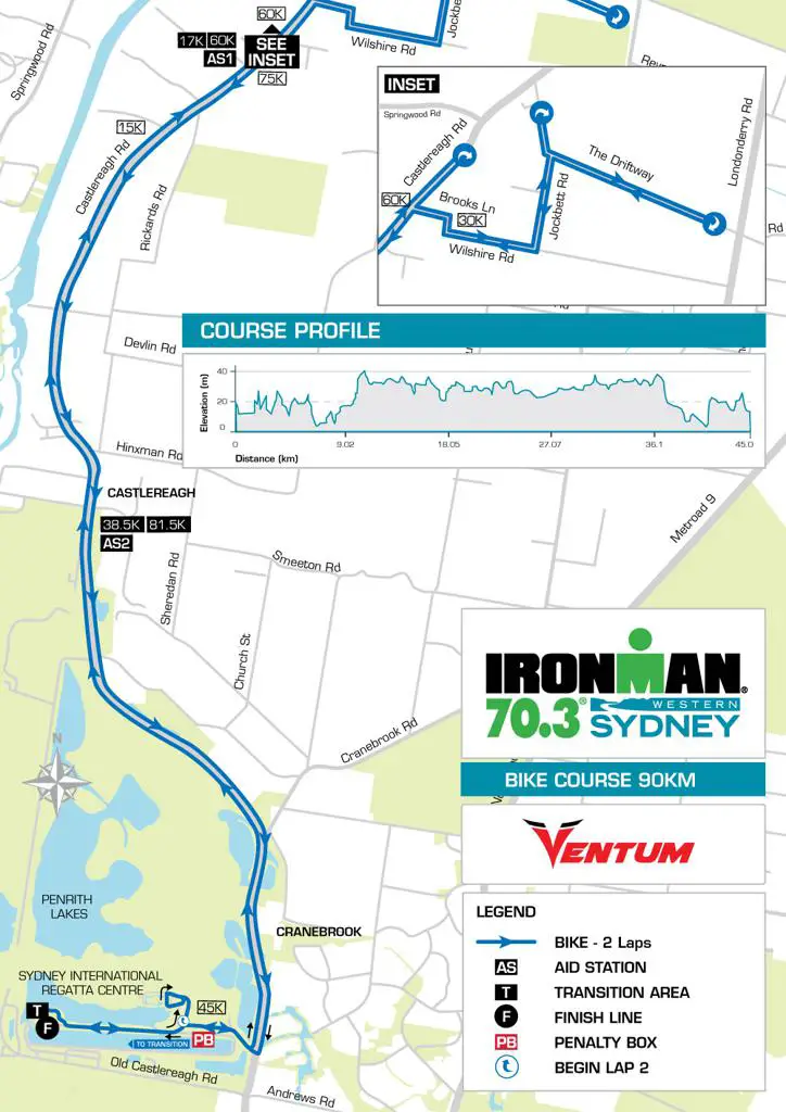 Ironman 70 3 western sydney 2022 dates course map elevation profile
